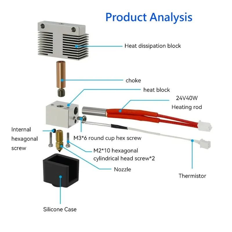 For Elegoo Neptune 4 Pro Hotend Kit With Heater Cartridge 24V Thermistor Heating Block Extruder Head For Neptune4 Pro