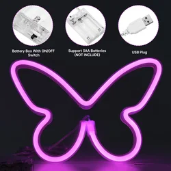 LED Butterfly Neon Light USB Butterfly Wall Hanging Lamp Night Lights For Room Christmas Party Wedding Party Bedroom Decoration