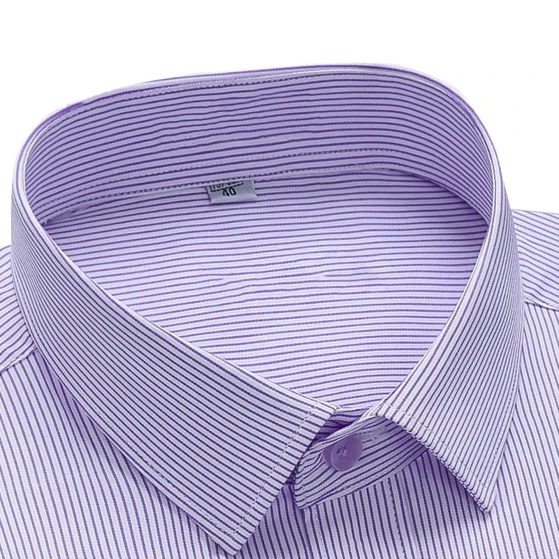 Premium Branded Men's Short Sleeve Shirts Summer Business Casual Striped Plaid Classic Workwear Purple Blue 6XL Plus Large Size