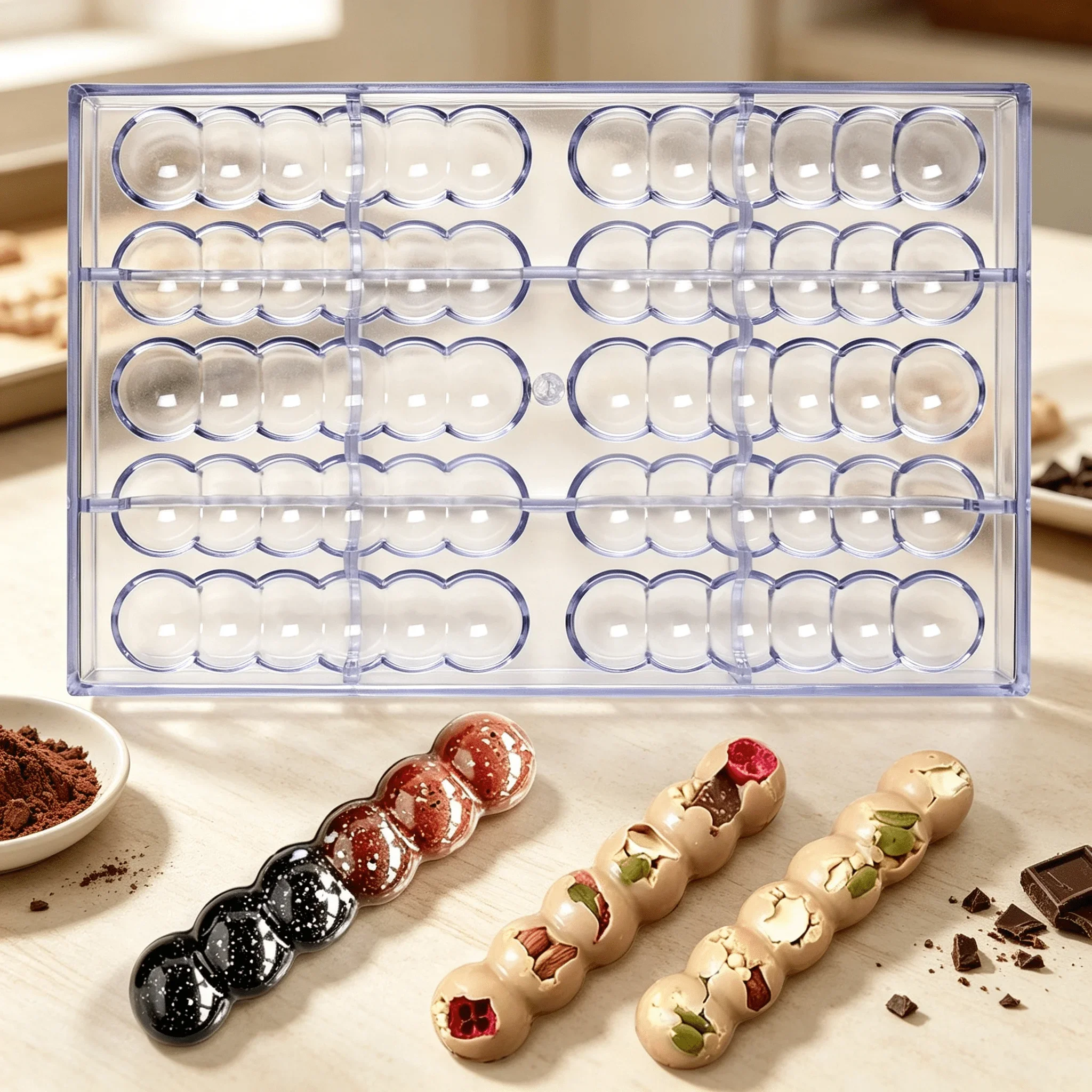 Hard Transparent Plastic Half‑Sphere Chocolate Mold, 10‑Cavity Reusable DIY Mould for Filled Homemade Candy Confectionery