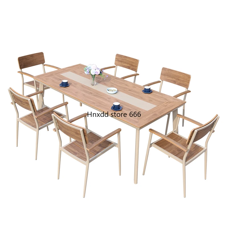 Outdoor anticorrosive wood waterproof sunscreen leisure plastic wood tables and chairs