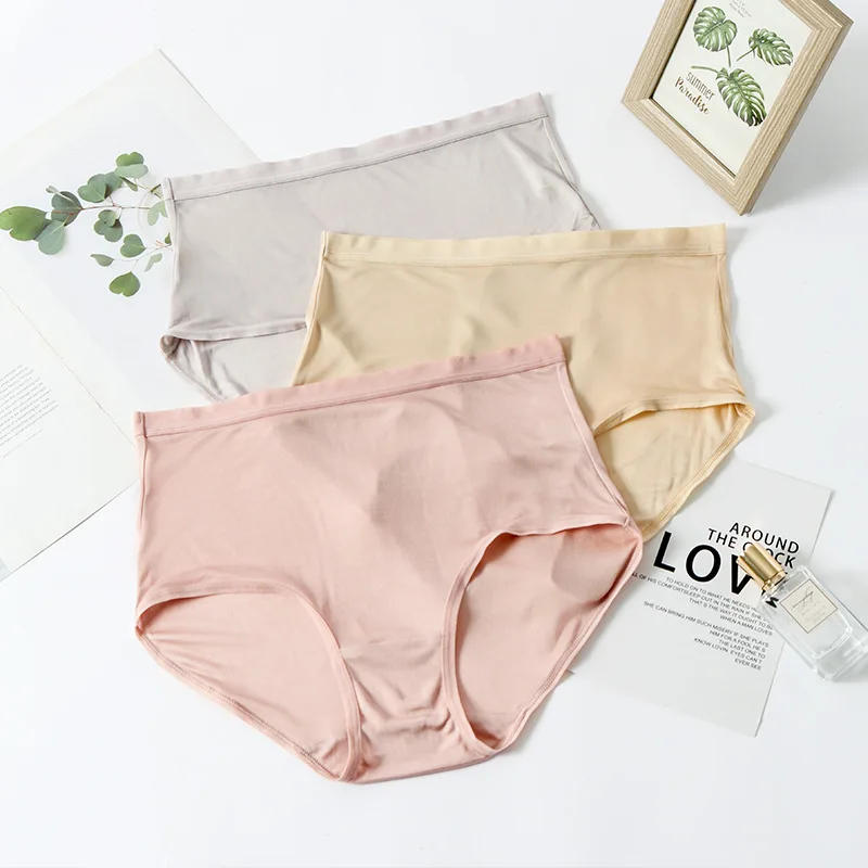 3 Pack Women Silk Panties 100% Natural Silk High Rise Panties Briefs Underwear Lingerie Pink M L XL XXL TA033