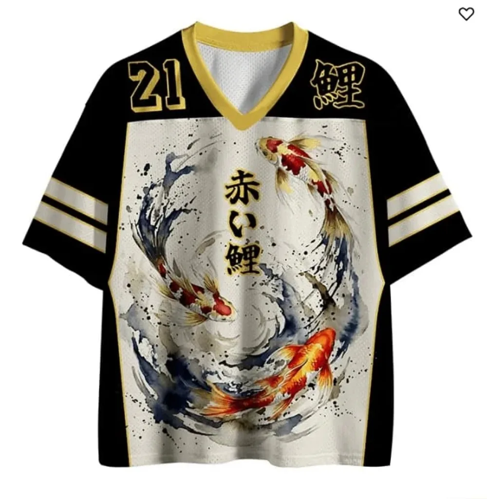 Japanese Ukiyo-e Lion-dancing Waves 3D Print Breatha Quick-dry Men's V-neck T-shirt Outdoor Street Fashion Parent-Child Clothing