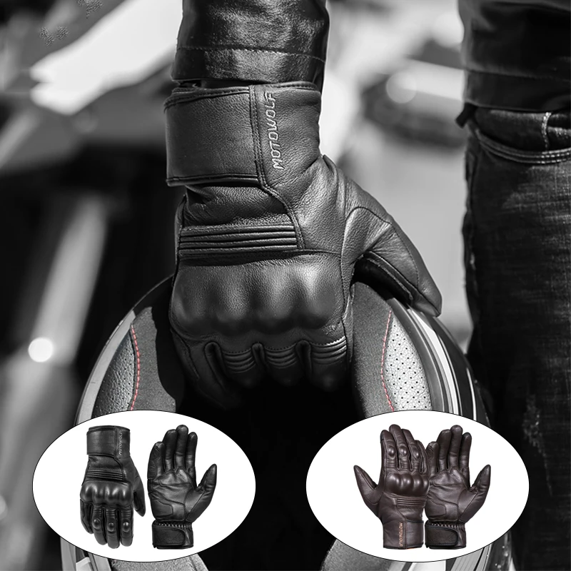 NEW Winter Waterproof Motorcycle Gloves Leather Gloves for Men Thermal Warm Inner Touch Screen Motorbike MTB Bike Riding Gloves