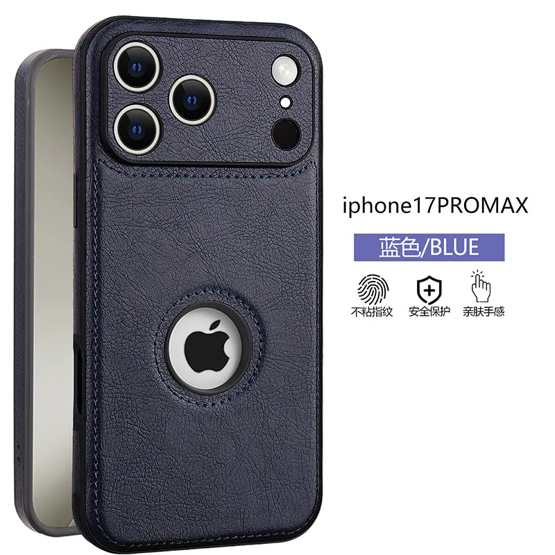 Luxury Leather Case for Apple iPhone 17 18 Pro Max 16e 15 14 13 12 11 16 Plus 18Pro Original Logo Silicone Lens Protect Cover