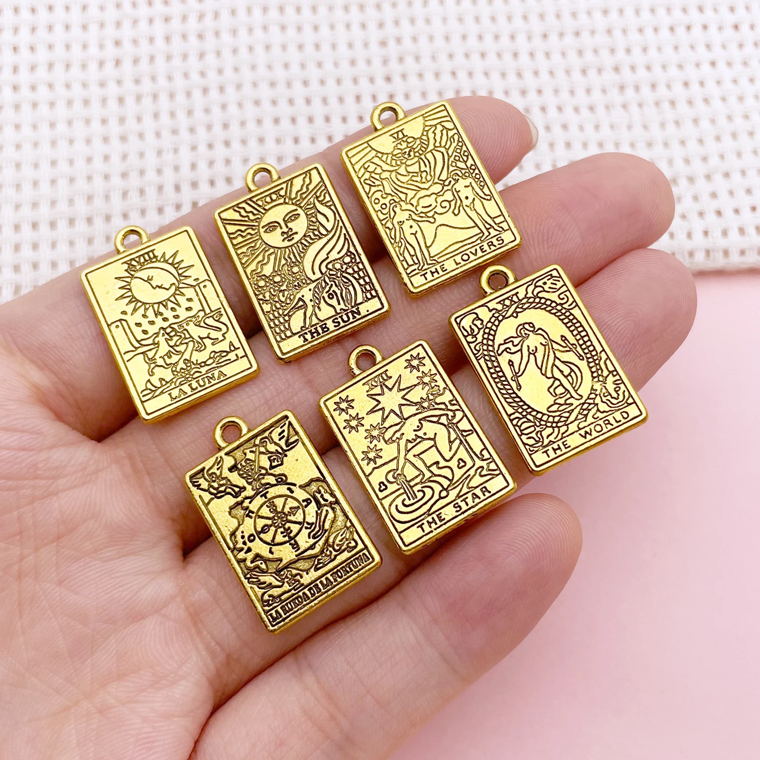 2/12/24pcs Alloy Ancient Silvery Golden Tarot Cards Pendant Jewelry Making DIY Earrings Charms for Jewelry Bracelets Necklace