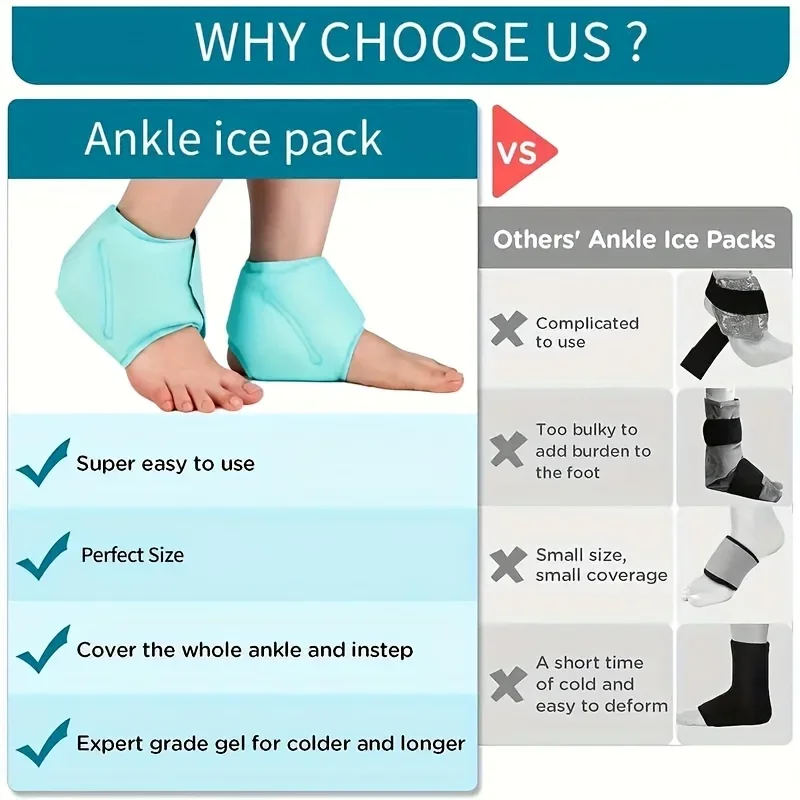 Reusable Ankle Gel Hot‑Cold Wrap, Integrated Adjustable Ice Pack for Foot Ankle Sports & Daily Household Relax Use