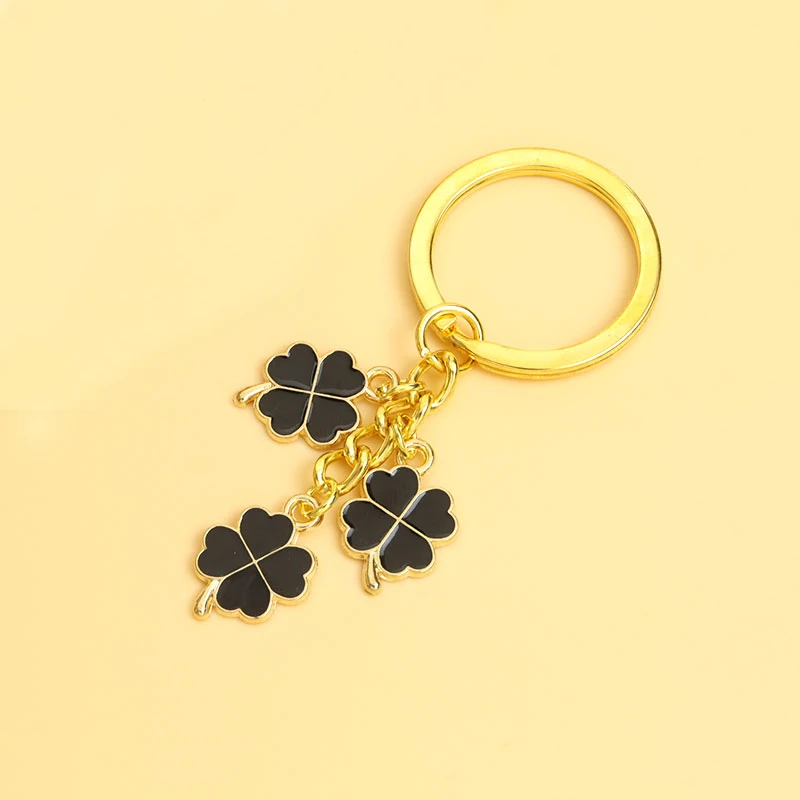 Classical Design Multi Color Enamel Four Leaf Clover Charms Key Rings Women Men Handbag Car Key Lucky Keychain Pendant Crafts