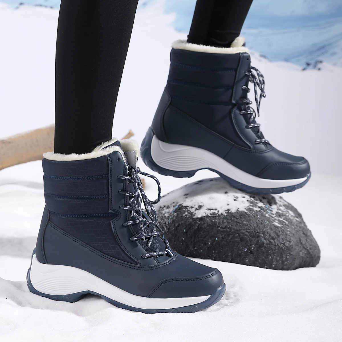 Snow Boots for Women Platform Shoes Boots Plush Keep Warm Women\'s Thigh High Boots Winter Ankle Boots Comfortable Walking Shoes