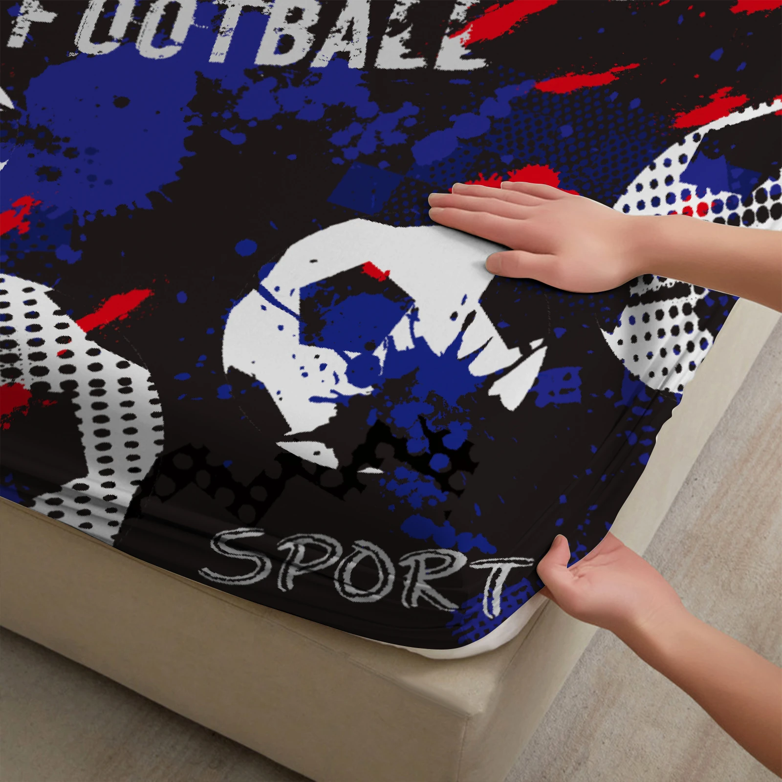 1 Football digital printed frosted Fitted Sheet,bedroom printed bed cover,bedding(No pillowcase)