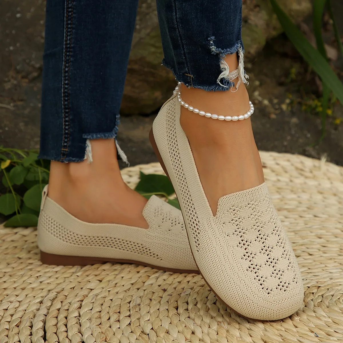 

New Summer Mesh Fabrics Breathable Flats Women Shoes Ventilate Lace Leisure Loafers Woman Shoes Comfort Casual Light Sneakers