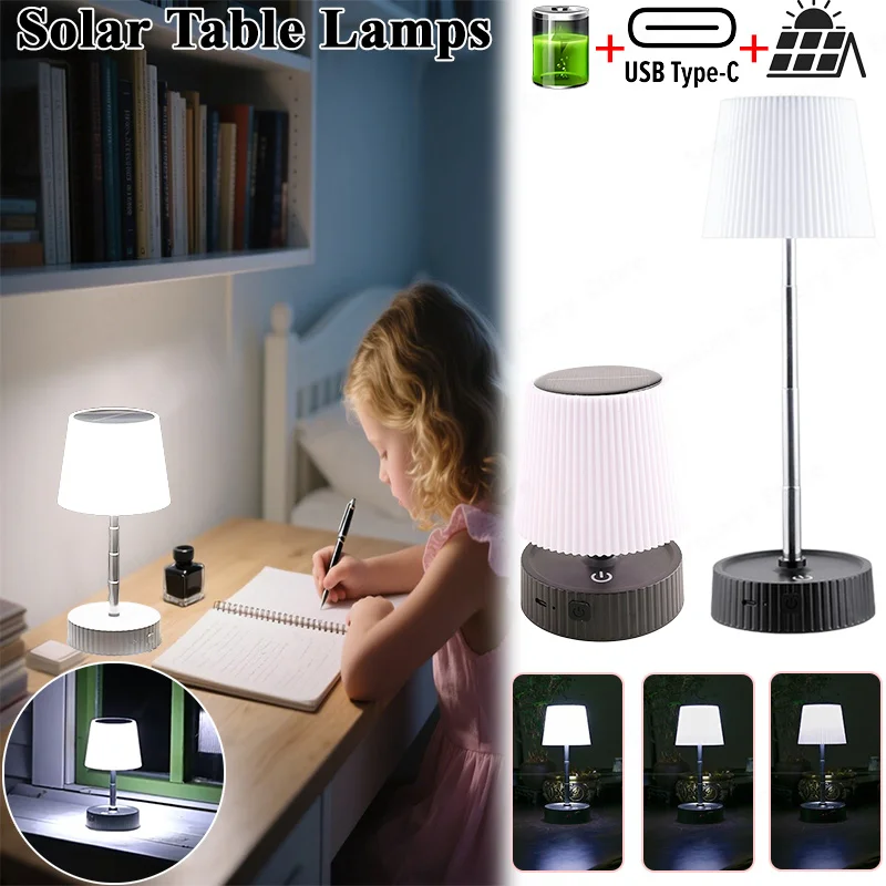 

Solar Table Lamp Outdoor IP44 Waterproof 3 Modes USB Rechargeable Portable for Camping Garden Emergency Lighting Night Light
