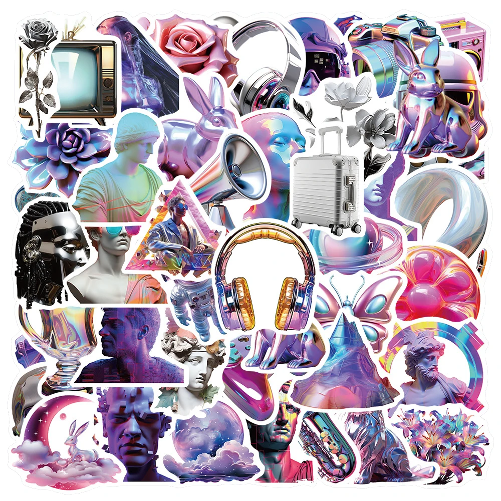 10/30/50 قطعة ثلاثية الأبعاد رسومات حمض Vaporwave ملصقات الكرتون ثلاثية الأبعاد الشارات الأمتعة سكيت لطيف DIY بها بنفسك كول الكتابة على الجدران طفل هدية ملصق