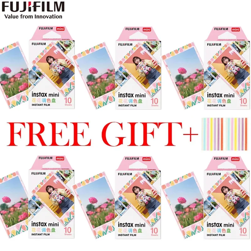 10-60 Hojas de Papel Fotográfico Instantáneo Fujifilm Instax Mini 12 11 8 9, Paleta de Colores Florales, para Cámaras 70 7s 50s 90 25 Share