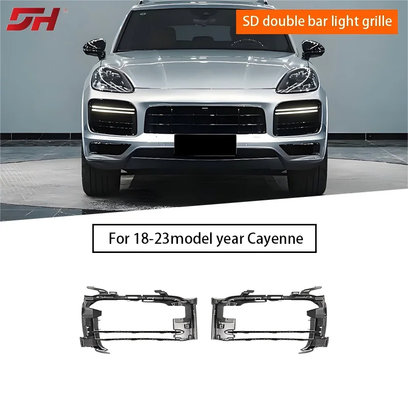 

Передний бампер автомобиля, двойная решетка, подходит для Porsche Cayenne SD/GTS 2018-2023 9Y0807681DOK1 9Y0807682DOK1