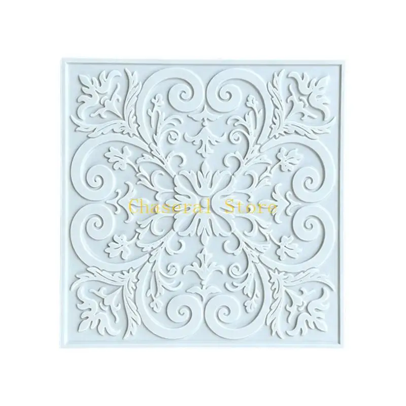 E7CE Doll House Miniature Ceiling Tiles 3D Relief Wall Decals Embossed Ceiling Tile