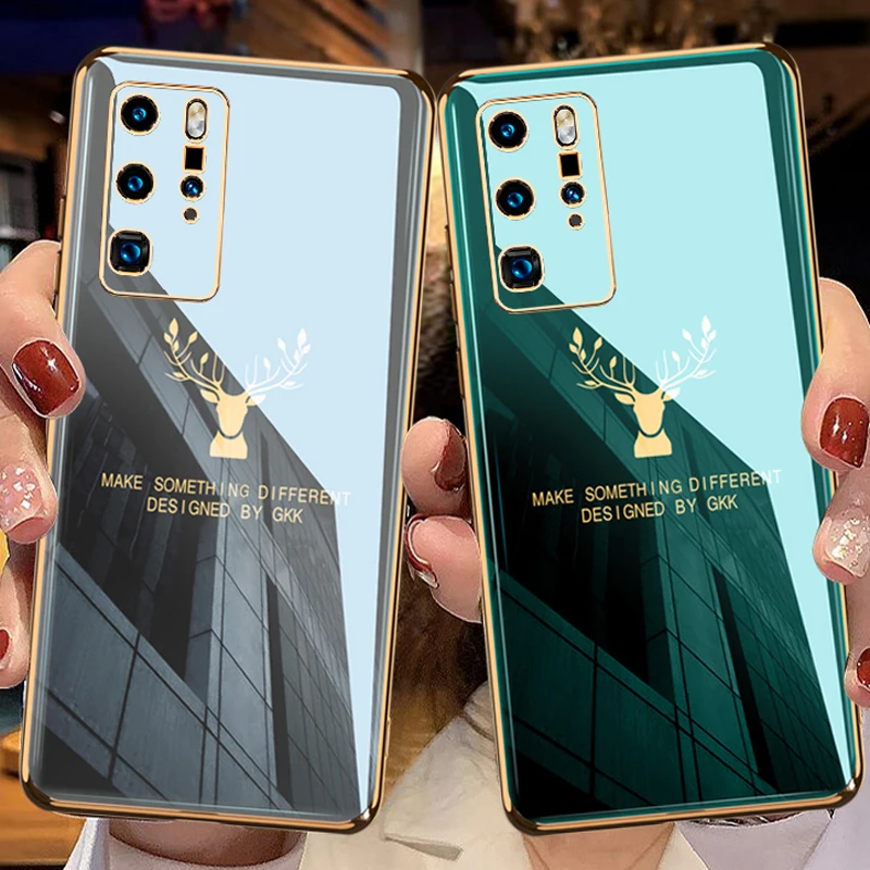 

10 Silicone plating Deer Case For Huawei Honor V30 Pro 30S 9X P40 Pro P30 P20 Lite 2019 Mate 20 30 Nova 7 6 5i Protection Cover