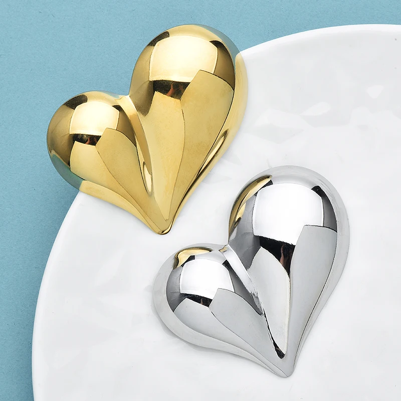 Wuli&baby Stainless Steel Charming Heart Brooches For Women Unisex 2-color Well-designed Love Valentine Day Brooch Gifts