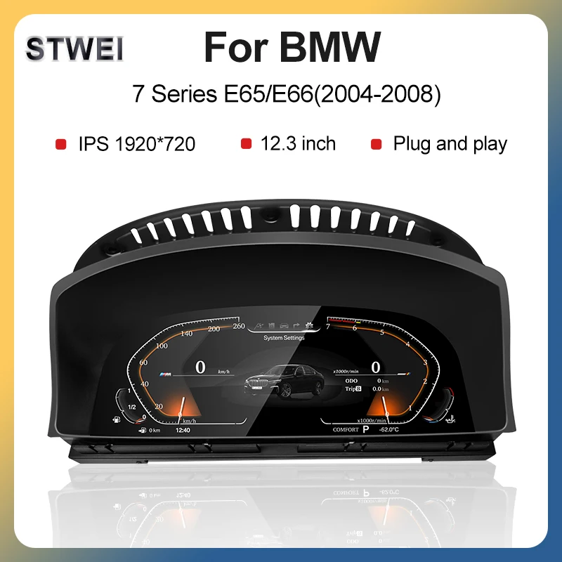 STWEI Factory Price Car LCD Dashboard Digital Cluster Instrument 12.3 Inch Panel Linux System for BMW 7Series E65 E66