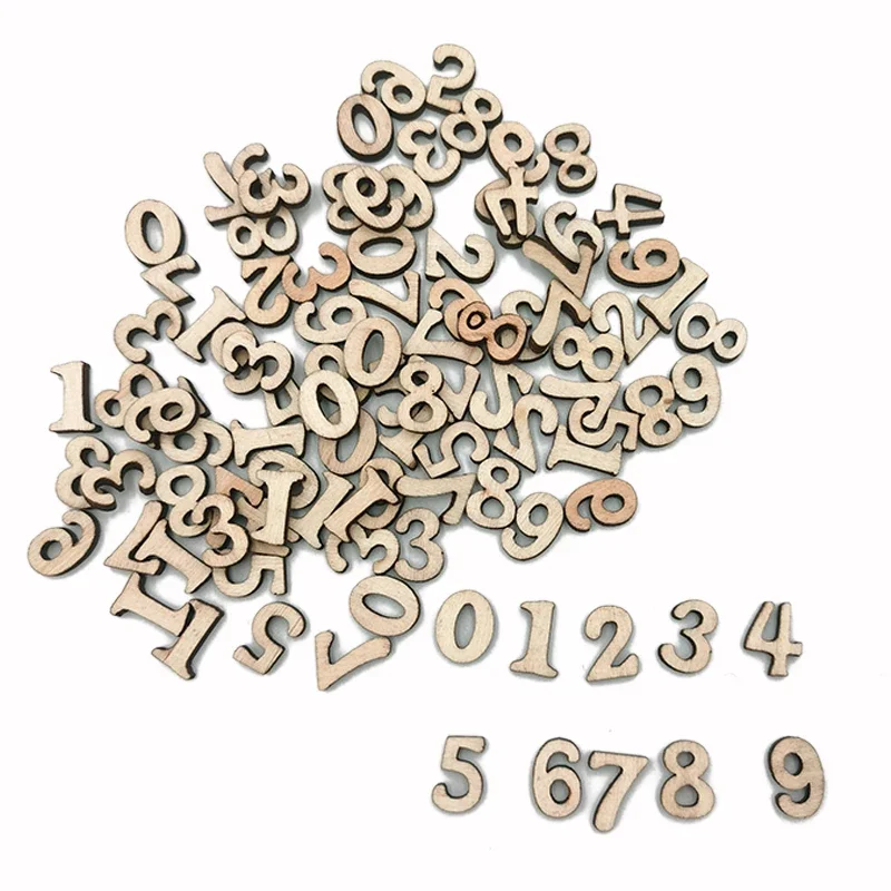 

100pcs Mini Wooden Numbers, Wood Unpainted Wood Crafts, DIY Craft Numbers, Unfinished Home Decorations
