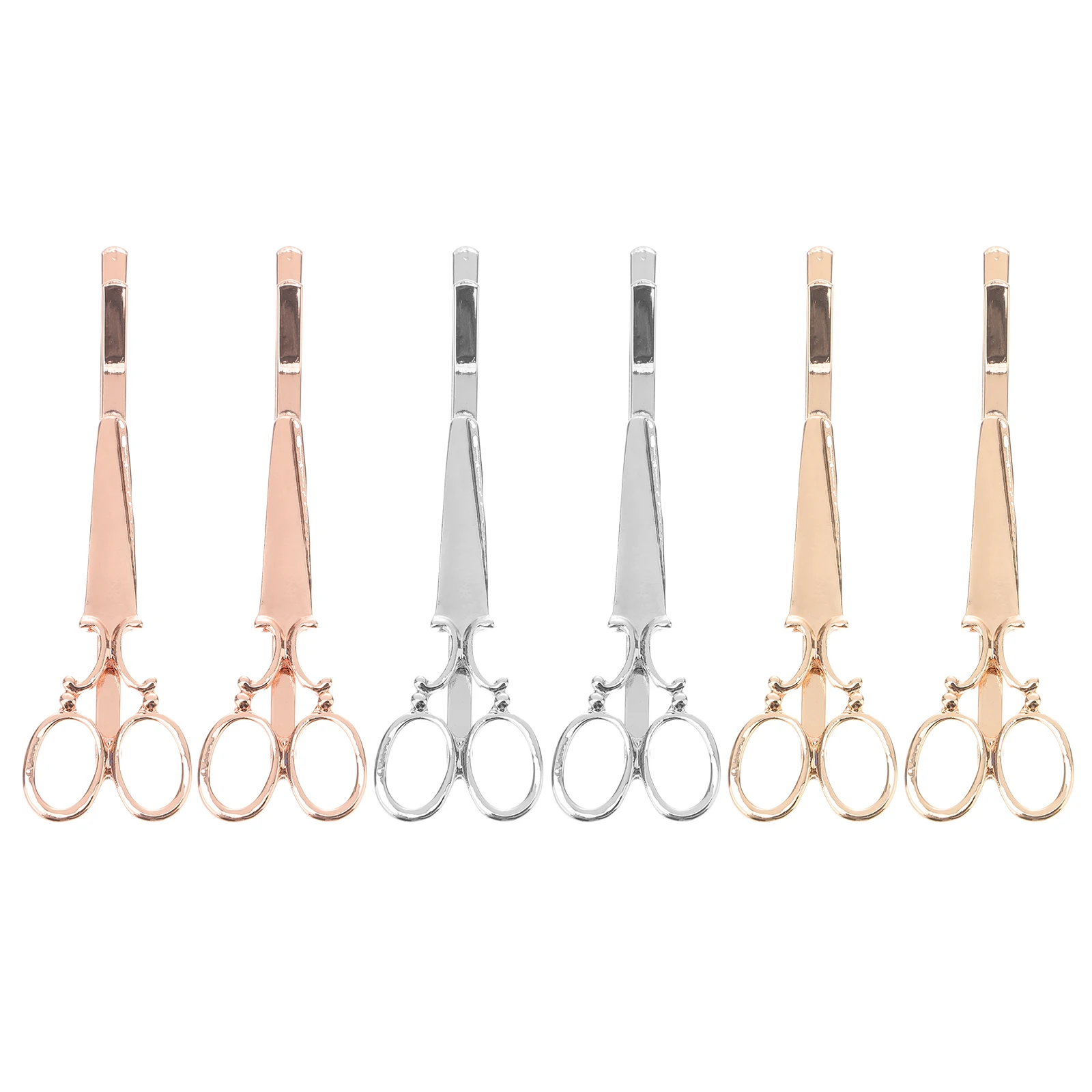 

6 Pcs Scissors Shaped Hairpins Alloy One Piece Clips Women Girls Daily Use Hair Care Styling Tools Fashion Accessories