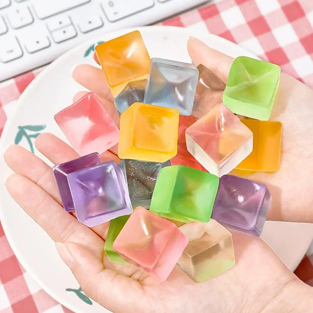 10-100Pcs Cute Fidget Toy Mini Squishy Toys Mochi Ice Block Stress Ball Toy Kawaii Transparent Cube Cat Paw Fish Stress Relief