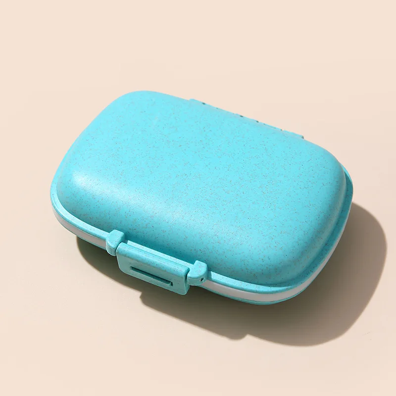 1PC Portable 8-Compartment Sealed Pill Box, Moisture-Proof Weekly Pill Case, Dispensing Storage Wheat Straw Medicine Organizer