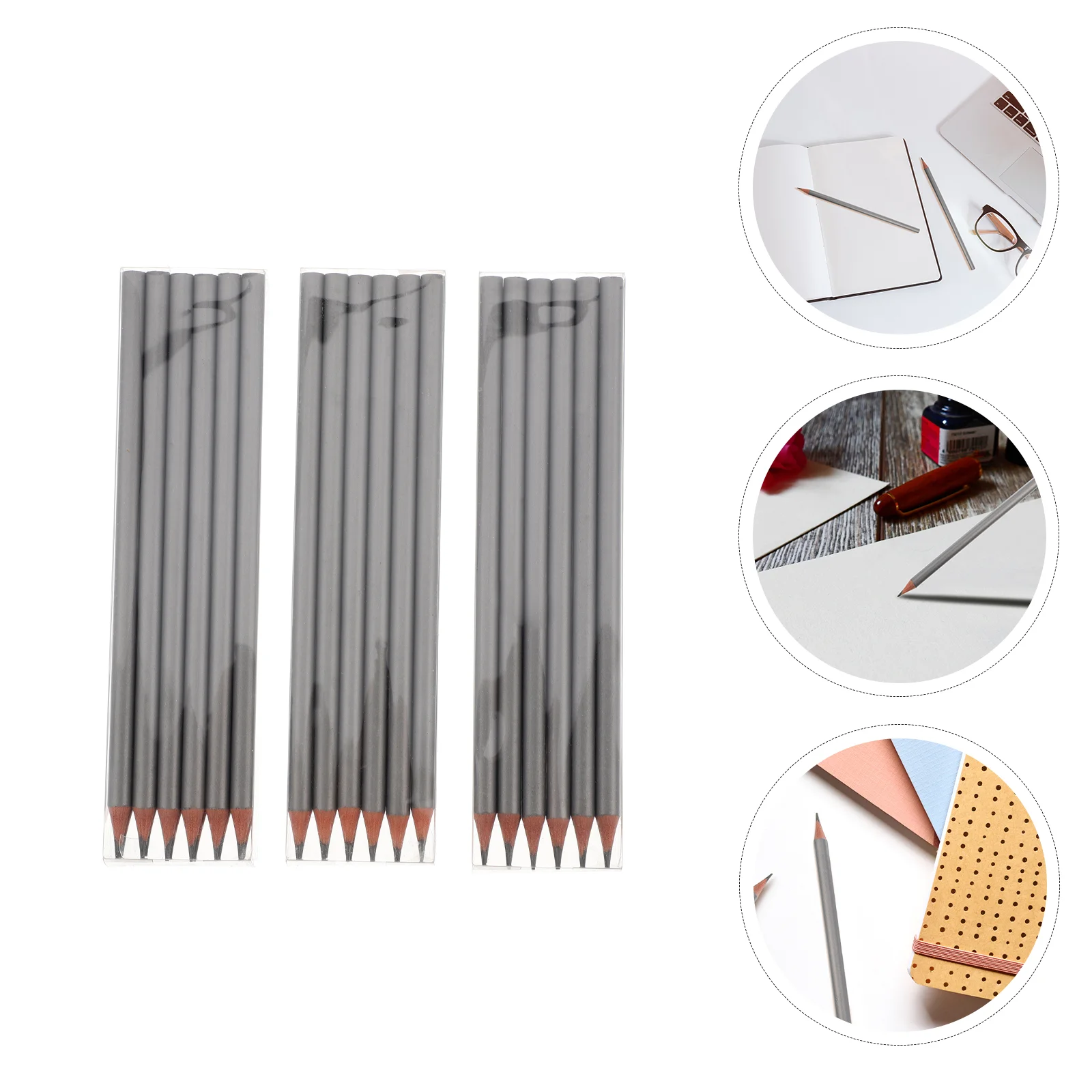 

3 Boxes/36pcs Silver Pencil Writing Pencils Sketch Drawing Pastel Gift Students Bamboo Black Work