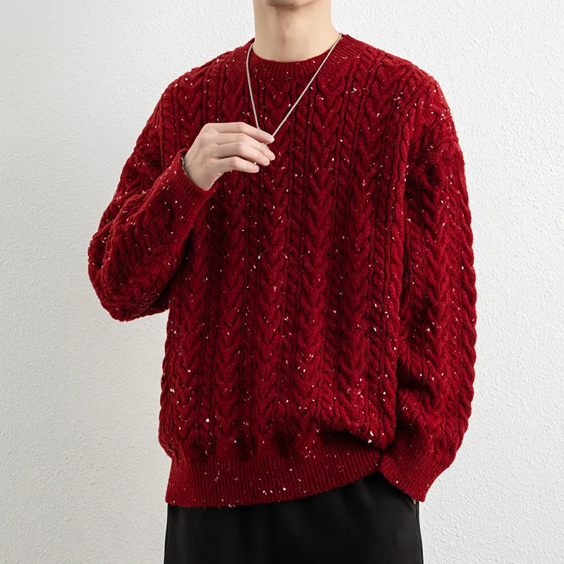 

Men's Knitted Sweater Coat round Ne Loose Base irt Autumn Faion Casual Sle Polyester Fiber Long Sve Youth Active