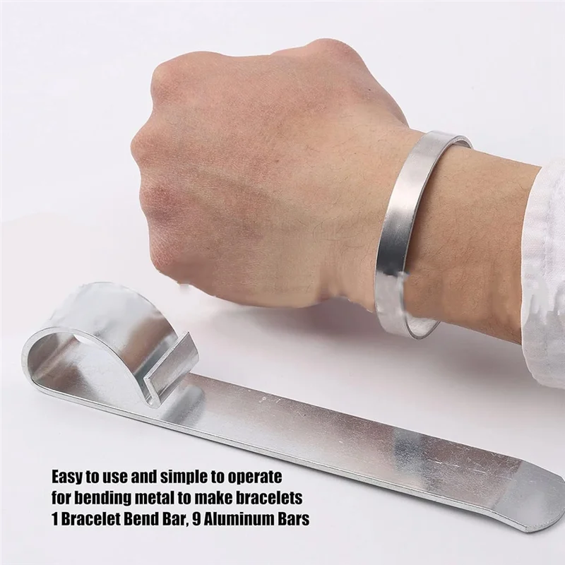 ABBO-DIY Kit de ferramentas de pulseira de aço inoxidável de 9 peças com barra de dobra de alta dureza para fabricantes de joias