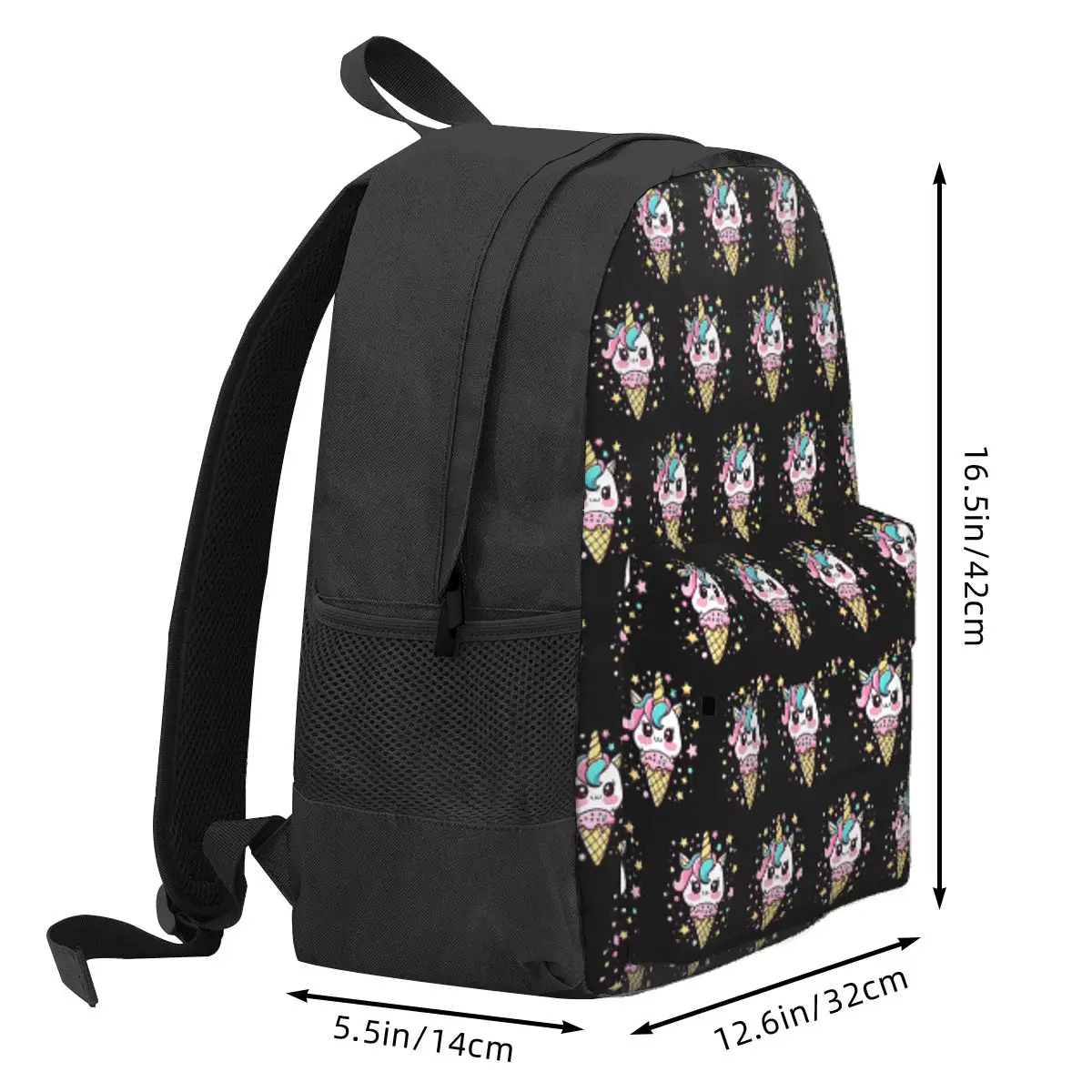 Ice Cream Unicorn Student Backpack School Bag Hiking Travel Daypack for Boys Girls Bookbag Shoulder Bags