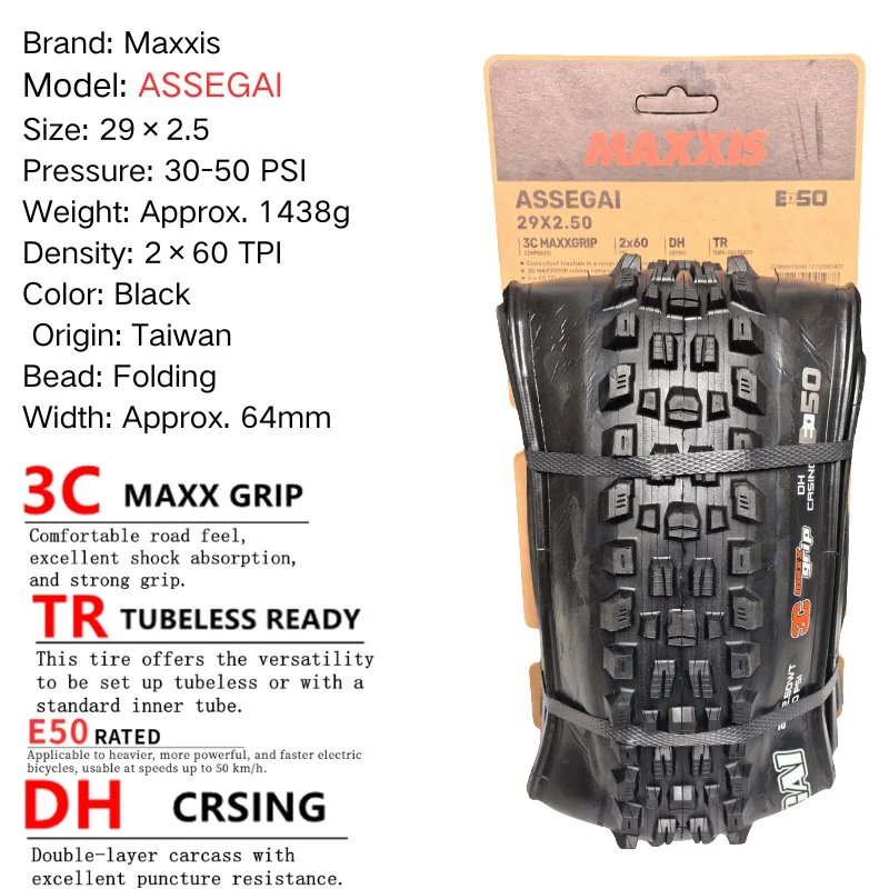 Maxxis ASSEGAI 27,5 29X2,5 Zoll Downhill Folding Vacuum Pannensicher ist ein hochfester Quick Drop-Reifen von Maxxis – Detail 11