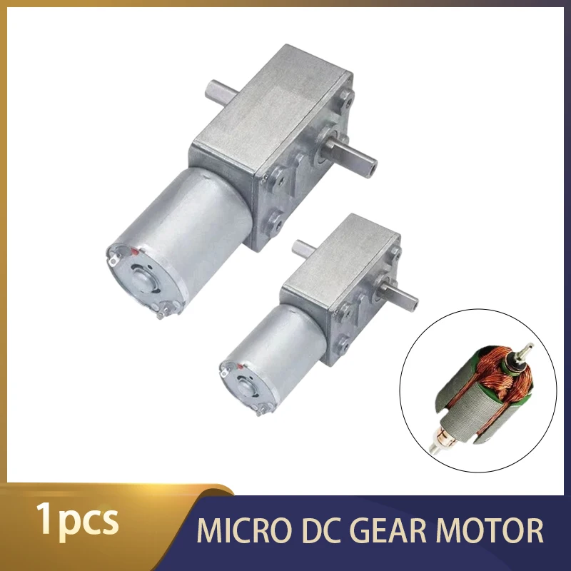 12V Volt DC Worm Geared Double Shaft Motor 6V Dual Output Shaft Reducer Motors 24V DC Reversed Reduction Self-lock JGY370