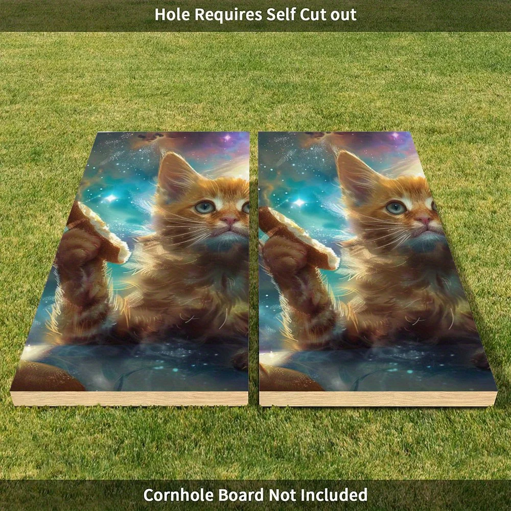 ملصق مغامرة القط الكوني، ملصق رمل فينيل مسطح ثنائي الأبعاد - صديق للميزانية وقيمة عالية، خالي من الفقاعات وسهل اللصق، وات #5