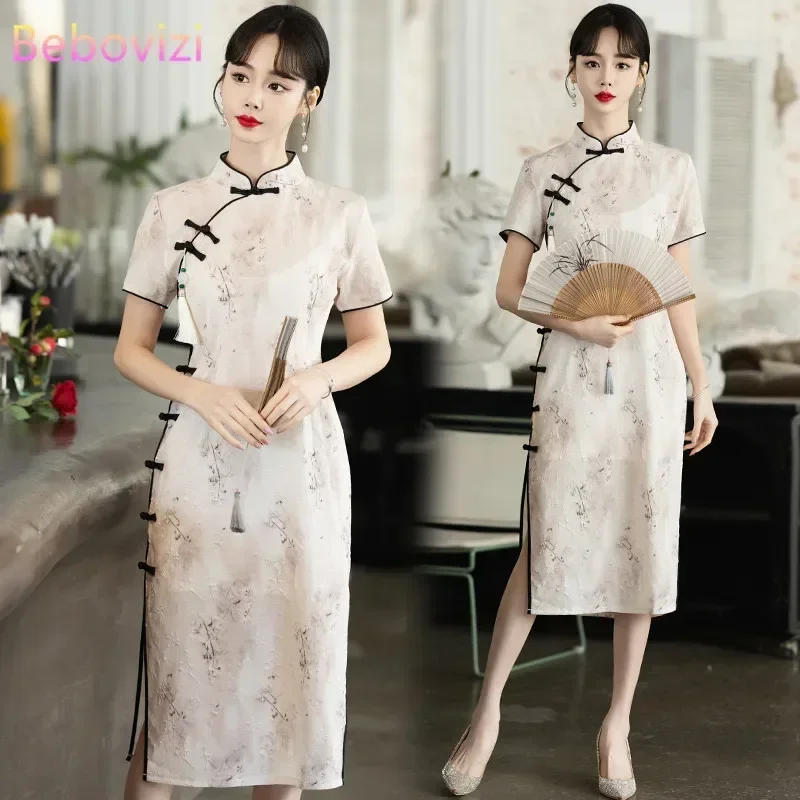 2024 Chinese Style Improved Cheongsam Dress Dinner High-end Women Clothes Summer New Elegant Plus Size 5XL Evening Dresses