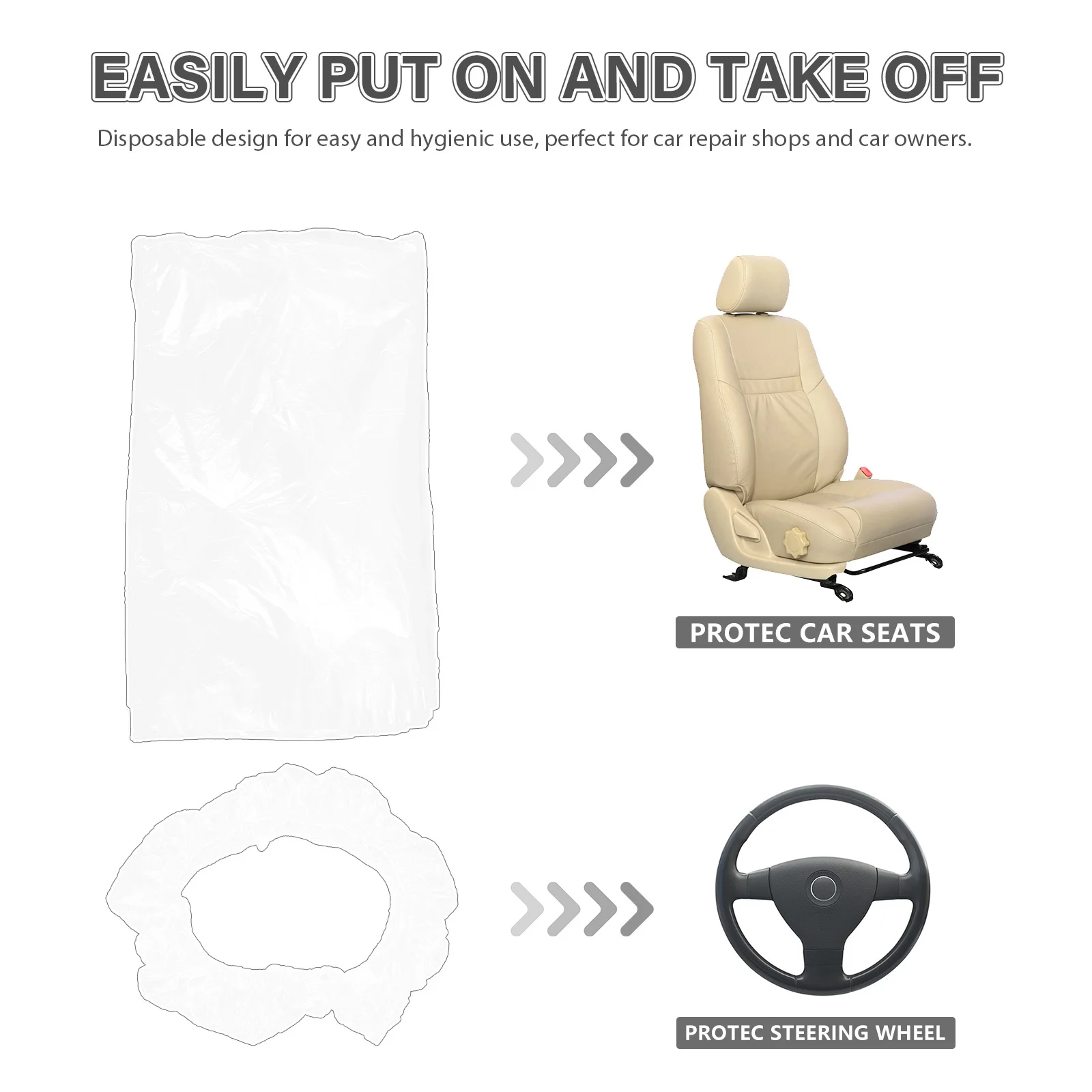 

Plastic Seat Cover Disposable Car Seat Protector Easy Install Durable Automotive Accessory Car Accessories Steering Wheel Cover