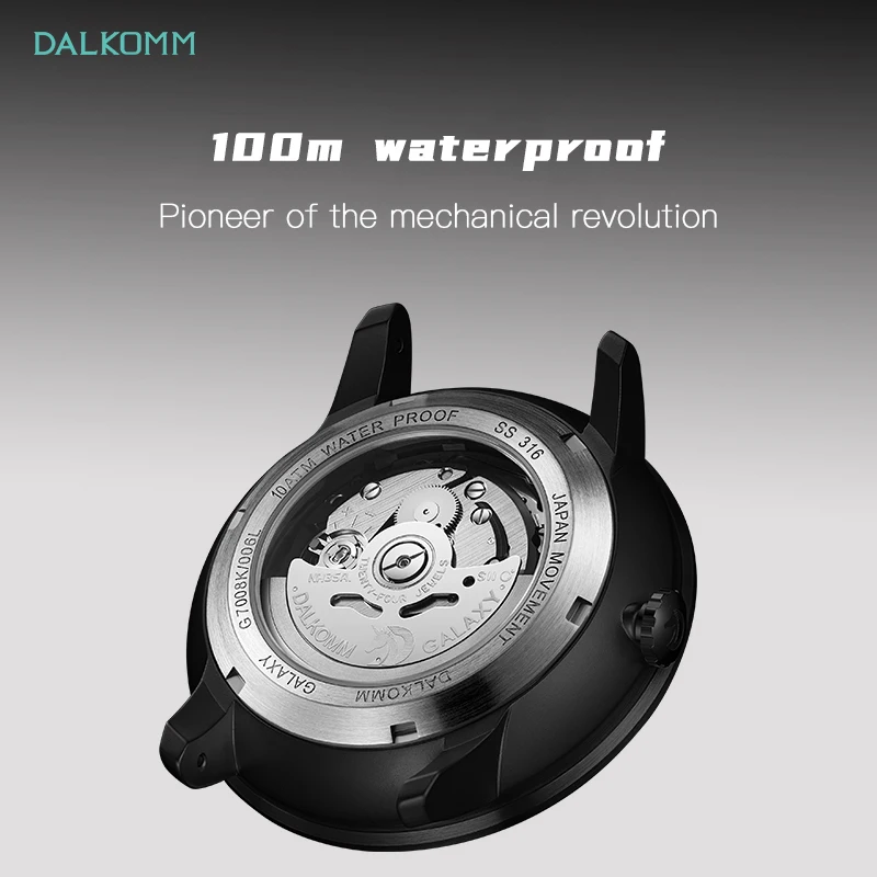 2024 Dalkomm Nieuwe Mechanische Polshorloge Gebogen Saffier Spiegel Seiko Nh35 Beweging 100M Waterdicht Fluor Rubberen Band Horloges