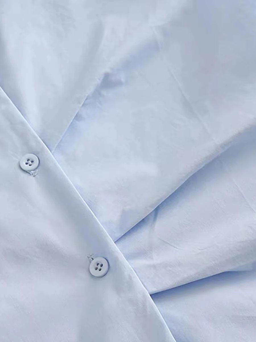 เสื้อผ้าฝ้ายลำลองสำหรับผู้หญิง สไตล์สปริง/ออทัมน์ รุ่นใหม่ ทรงหลวม ดีไซน์พับเก๋ ผ้าฝ้ายแท้ สวมใส่สบาย คอปก แขนยาว ทรงปกติ...