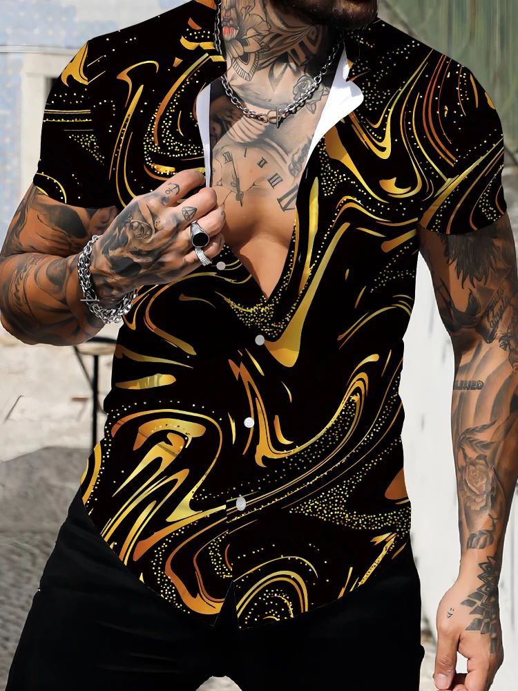 

2024 Fashion Popular 3D Digital Printing Shirts Summer Street Punk Loose Leisure Shirt Men's Oversize Short Sleeve Shirt Top