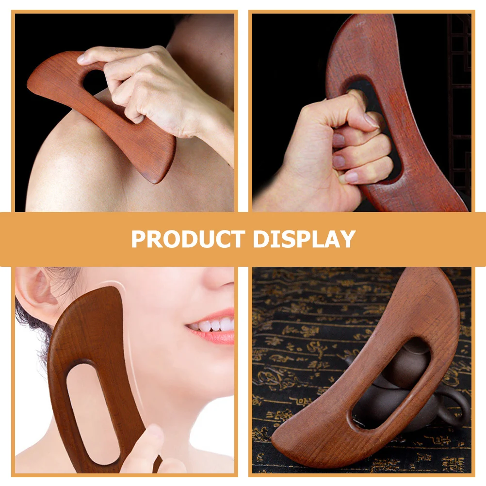 أداة تدليك كشط خشبية طبيعية من لوح جواشا، تصميم مريح للوجه والجسم والرقبة للاسترخاء المحمول في المنزل أثناء السفر #2