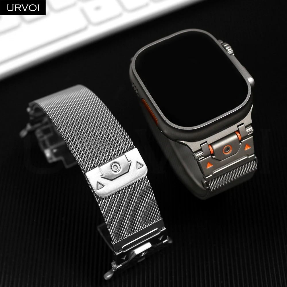 URVOI Armband für Apple Watch Ultra 3 2 Serie 11 10 9 8 7 6 SE 5 Titans Eyes Milanese Loop Armband für iWatch Qualitäts-Mesh-Band 49mm