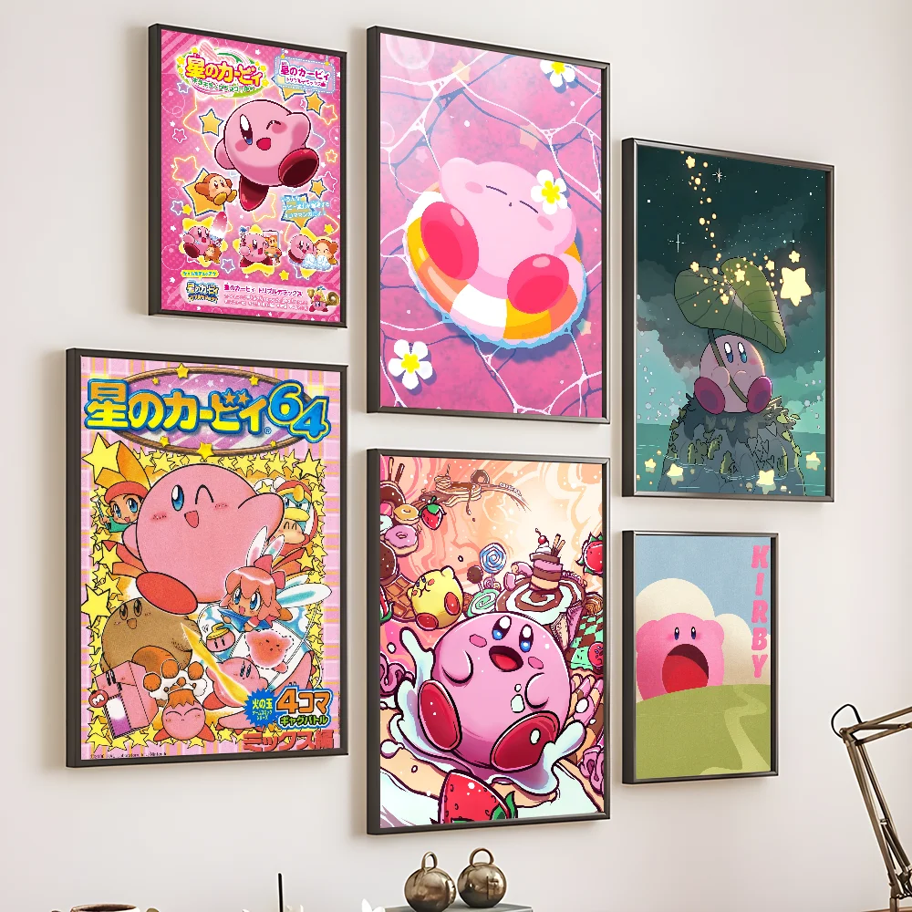 Anime Game Cartoon Pink Cute K-Kirbys Poster Wall Printing Waterproof Shower Room Home Bed Room Decor Gift