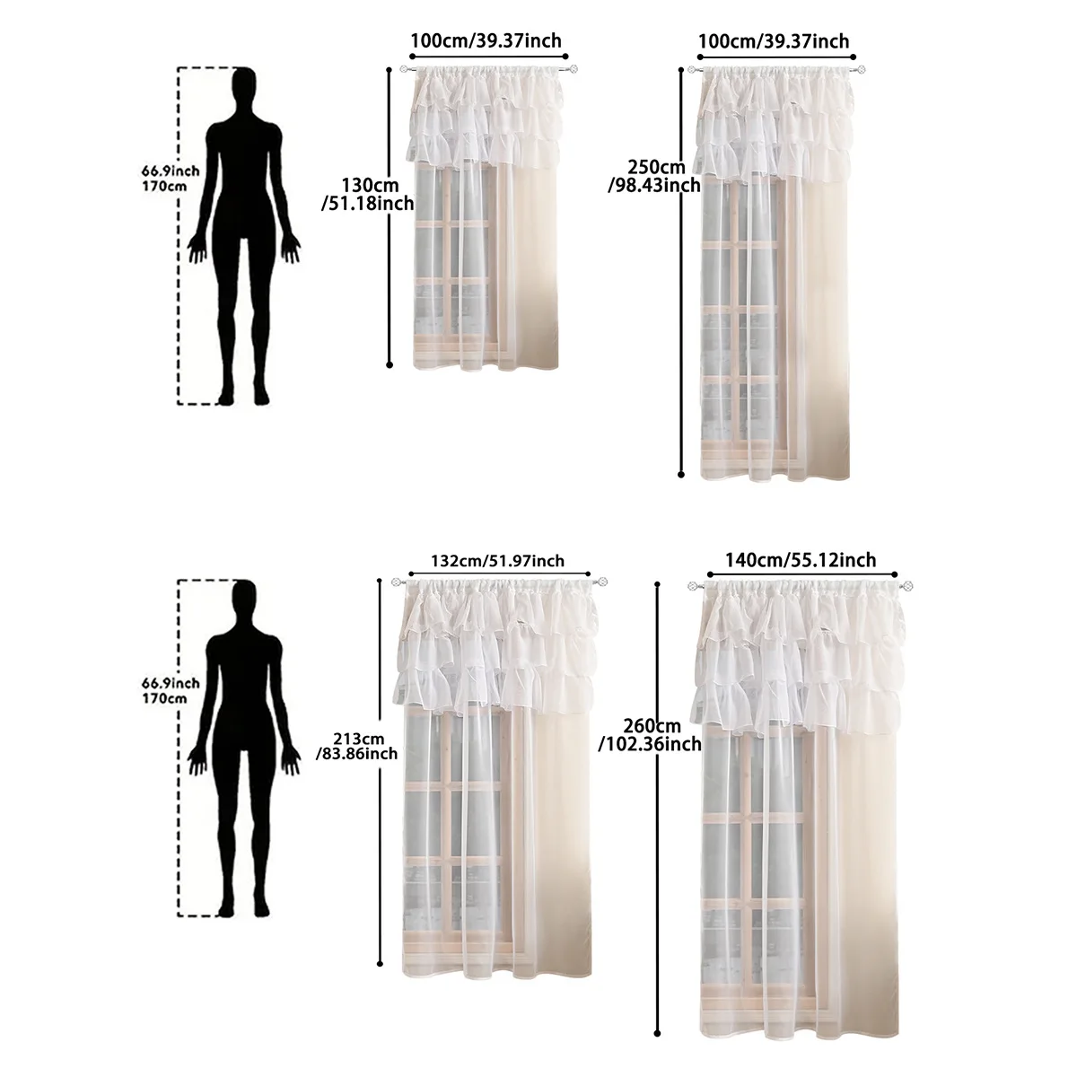 1pc Solid Colour 3-layer Lace Sheer Curain, Lace Curtains for Living Room, Bedroom, Home Decor, Window Screen Rod Pocket