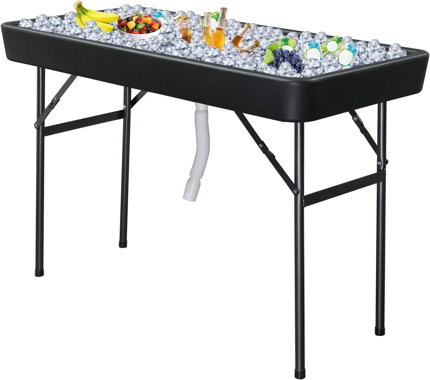 Table pliante de refroidisseur de glace de fête, table de livres de pêche de camp de hayon portable, plastique avec jupe assortie, table de glace, 4 pieds