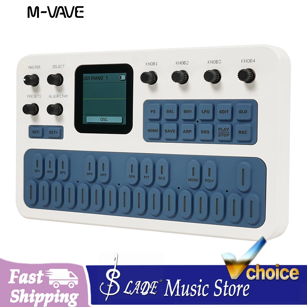 M-Vave Fm-1 Effect Pedal 2 In 1 Color Fm1 Bluetooth Synthesizer 12h Battery 6-Operator Speaker 32-Algorithm 128 Preset Built-In