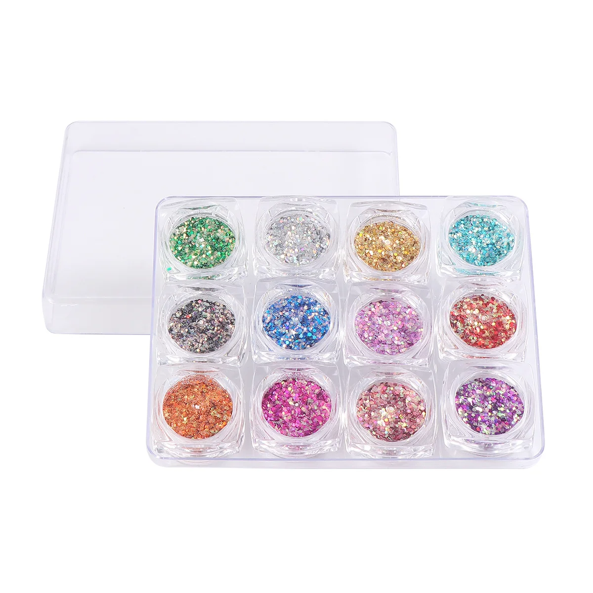 12Pcs 육각형 모양 네일 아트 용품 스팽글 스티커 DIY 장식 아름다운 디자인 여자 여자를위한 완벽한 선물