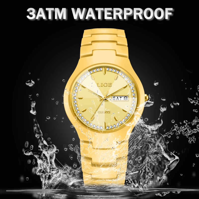LIGE 2026 ساعات نسائية فاخرة موضة الماس كوارتز ساعات المعصم مقاوم للماء تاريخ الأسبوع ساعة سيراميك هدايا السيدات Reloj Hombre #5