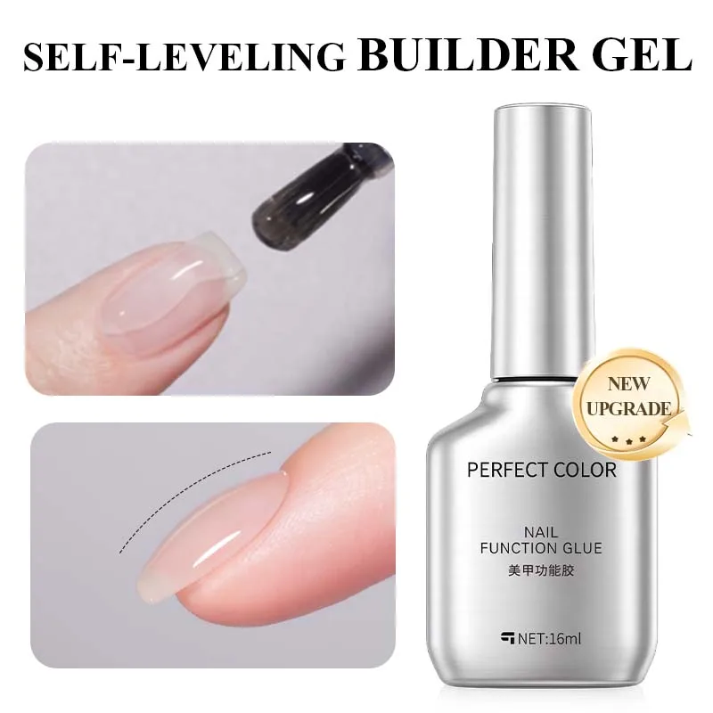 PERFECT COLOR 16ml Selbstnivellierendes Aufbaugel, Dickflüssiges & Langlebiges Nagelverlängerungsgel, Glatter Finish, Abziehbares UV-LED-Gel