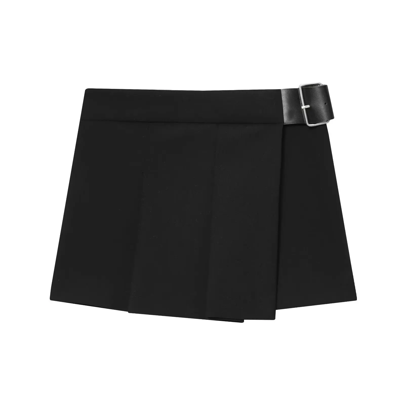 ZEVITY 2025 Women Fashion Belt Design Wide Pleated Mini Skirt Shorts Lady Side Zipper Hot Shorts Chic Pantalone Cortos QUN9472