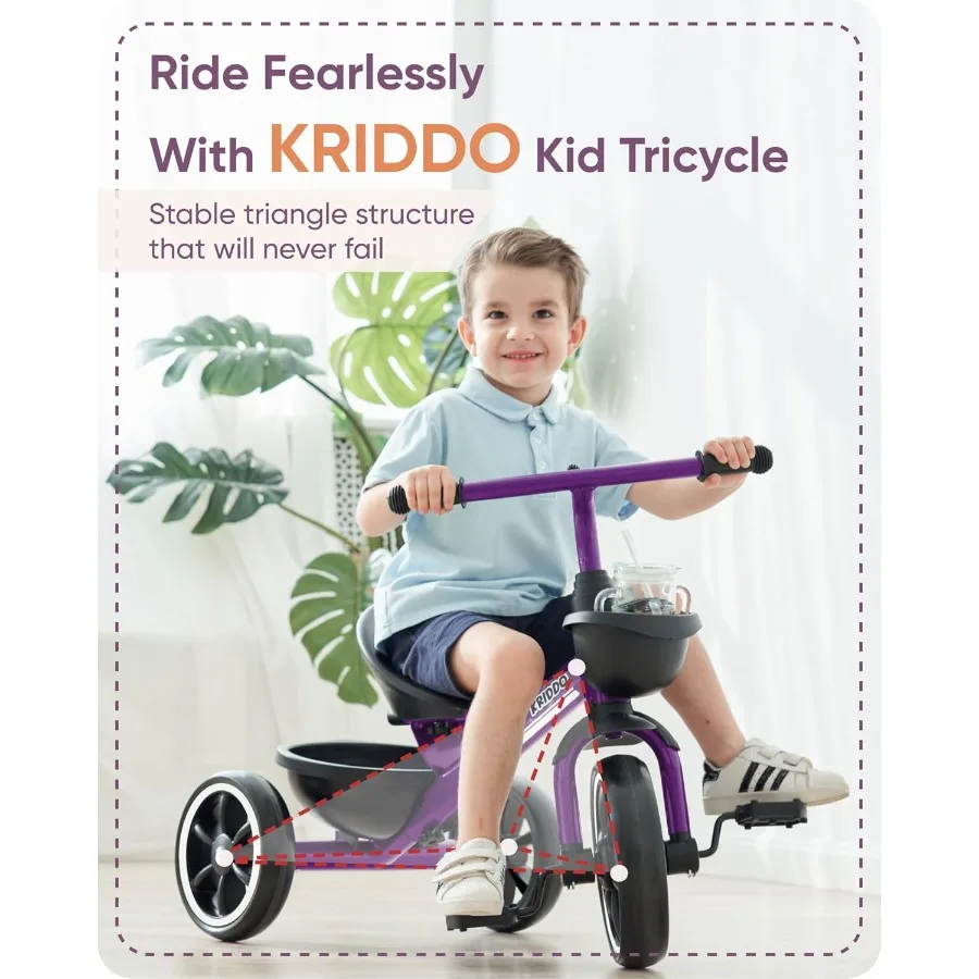 Kids Tricycles Age 24 Month to 4 Years, Toddler Kids Trike for 2.5 to 5 Year Old, Gift Toddler Tricycles for 2-4 Year Olds, Trik